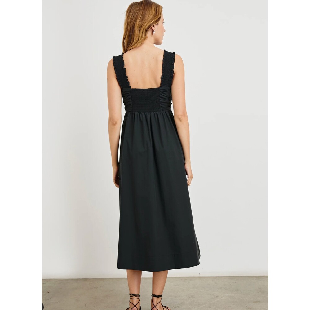 Rails NWT Irisa Dress in Black Size Large Cotton Poplin Midi Sweetheart Neckline - Picture 2 of 10